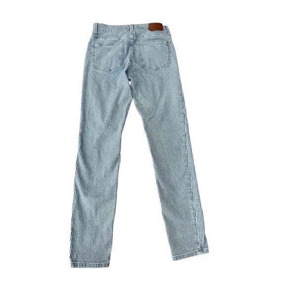Madewell 9” Mid-Rise Skinny Jeans Blue White Pinstripe Stretch Denim Size 26 - Picture 3 of 11